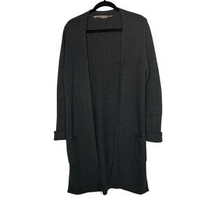 Athleta Passage Open Front Cardigan Duster Charcoal 100% Merino Extra Fine Wool